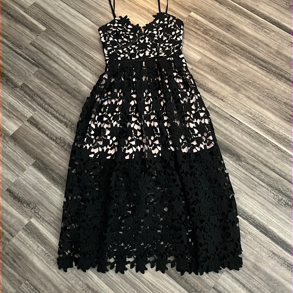 Black lace midi dress